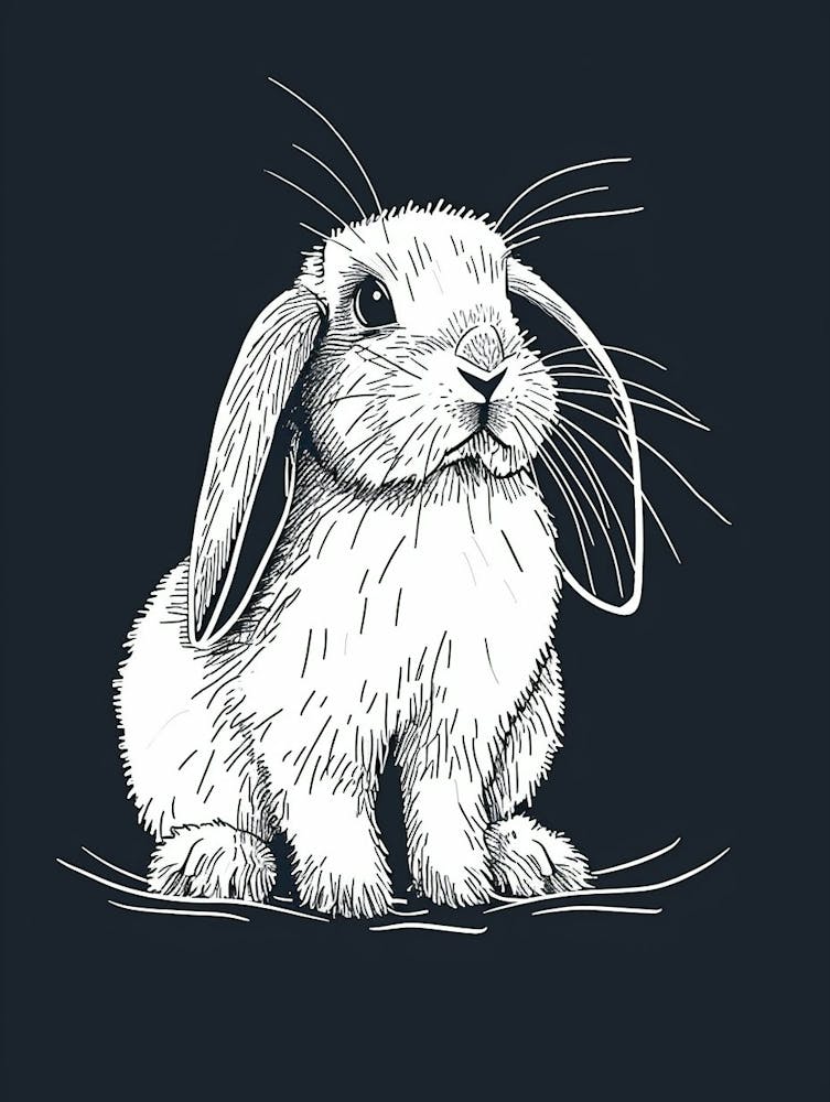 Mini Lop Rabbit Minimalist Illustration 4