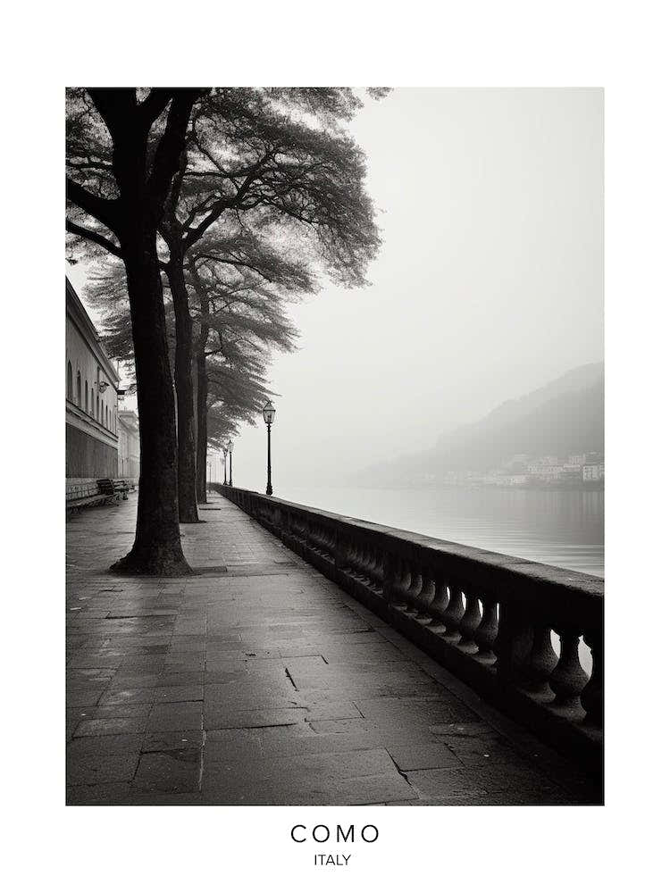 Poster Of Como, Italy, Black And White Analogue Photography 4