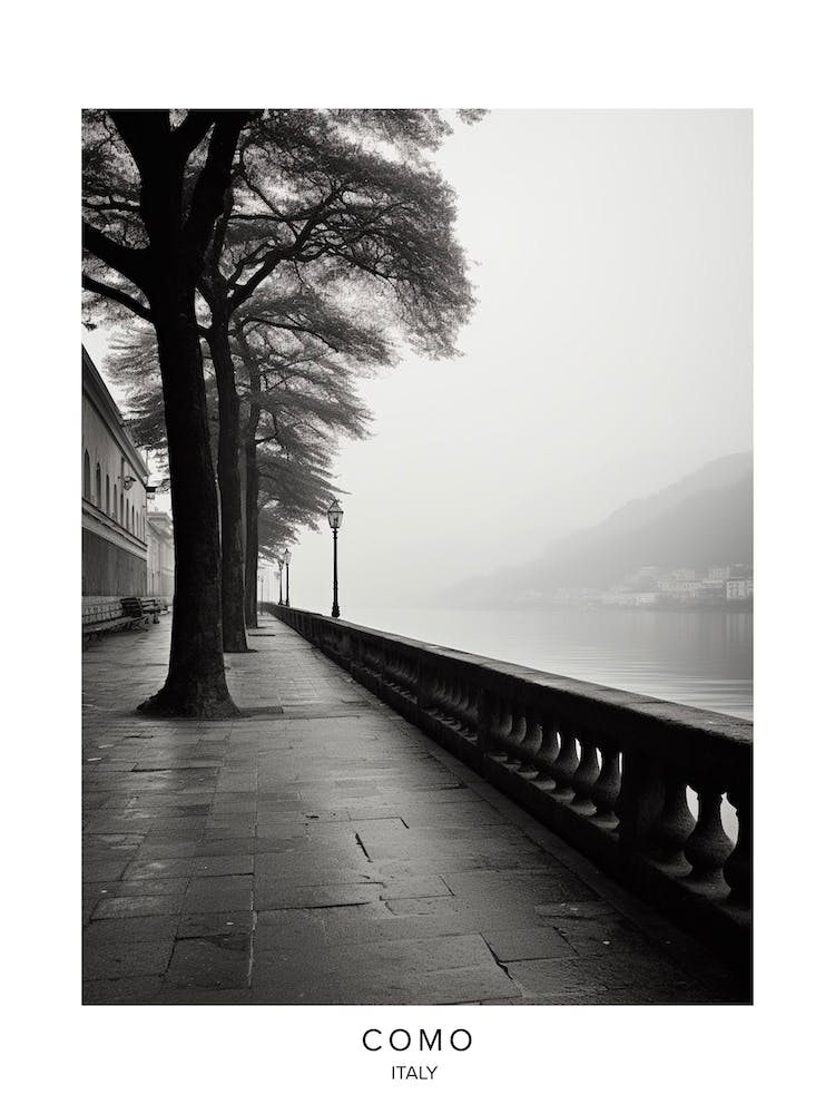 Poster Of Como, Italy, Black And White Analogue Photography 4