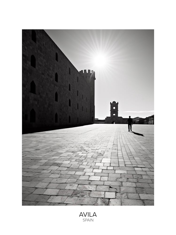 Poster Of Avila, Spain, Black And White Analogue Photography 4