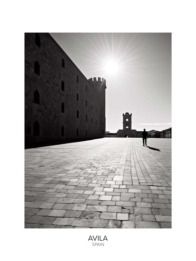 Poster Of Avila, Spain, Black And White Analogue Photography 4