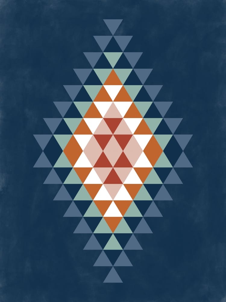 Aztec Pattern on Navy Background No.1