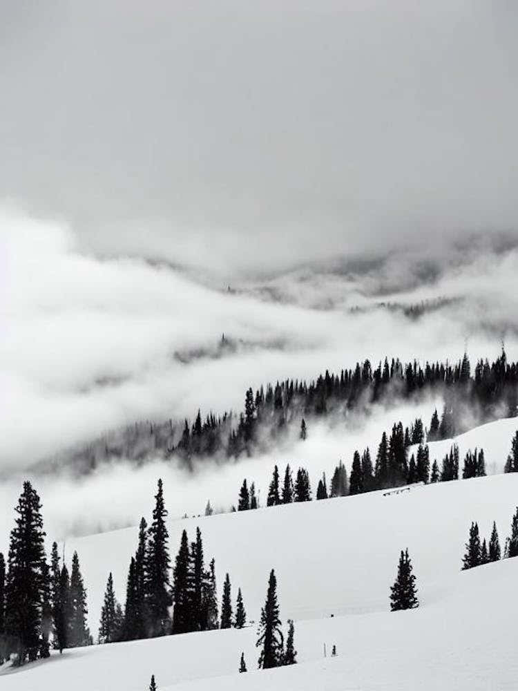 Breckenridge, Usa Black And White Skiing Poster