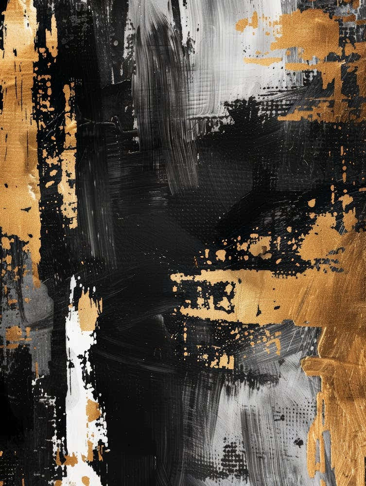 Abstract Black And Gold Painting 2