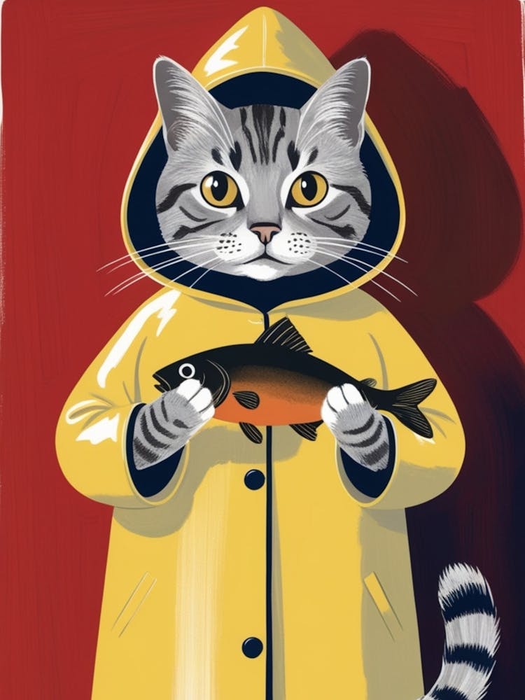 Cat In Yellow Raincoat