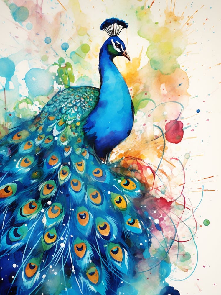 Watercolour Peacock 4