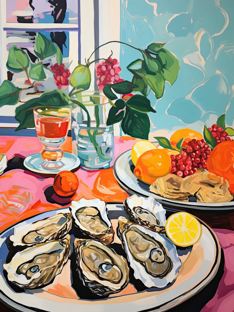 Mediterranean Seafood Lunch Summer Illustration 1