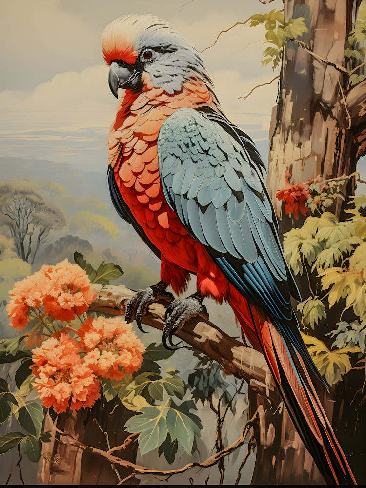 Tropical Majesty - Vibrant Parrot Wall Art | Handcrafted Tropical Bird Art | Exotic Nature-Inspired Artwork