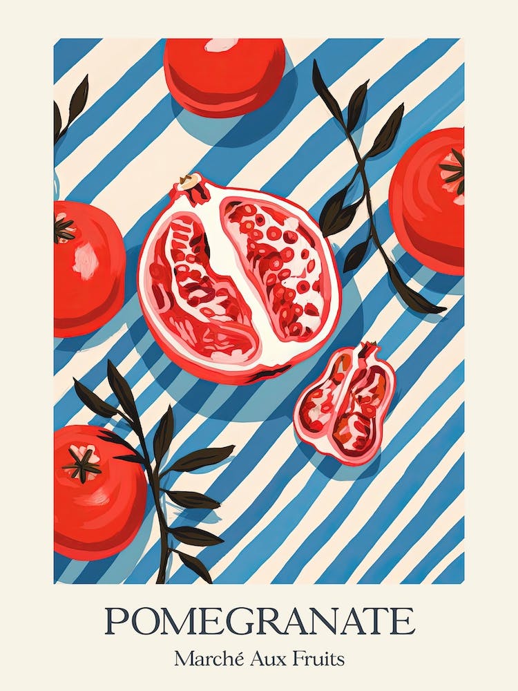 Marche Aux Fruits Pomegranate Fruit Summer Illustration 3