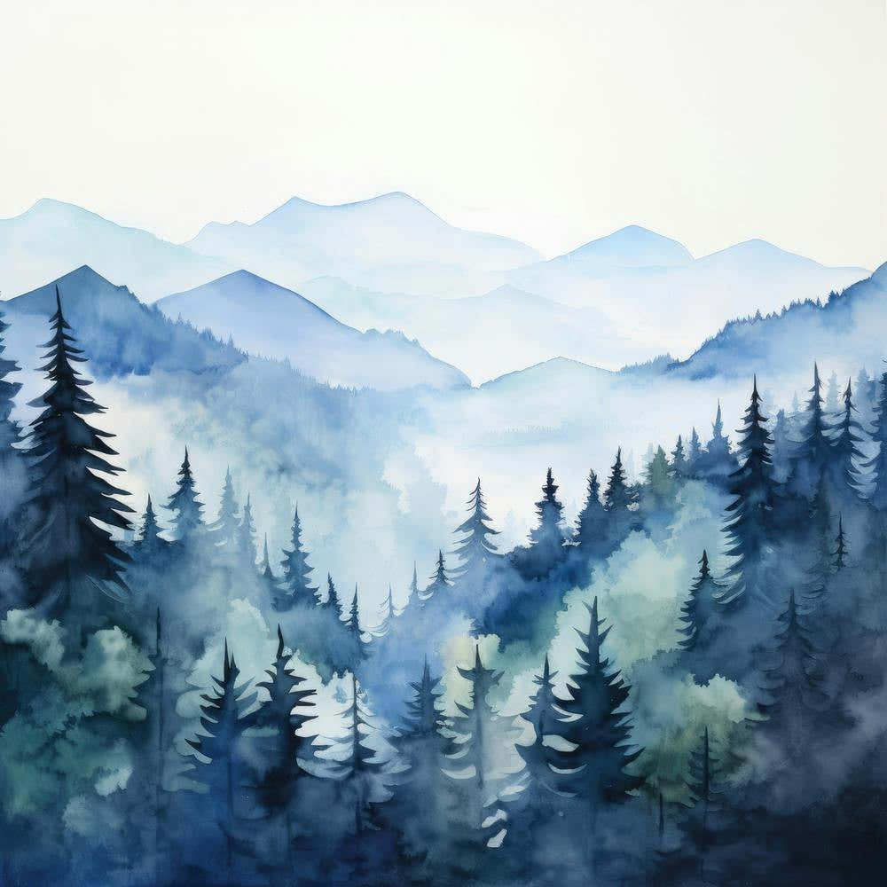 Watercolor Of Mountains 6