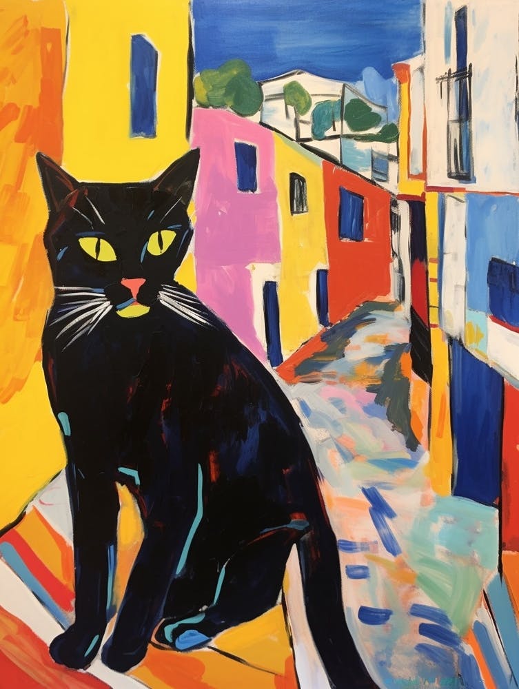 Painting Of A Cat In Athens Greece 4