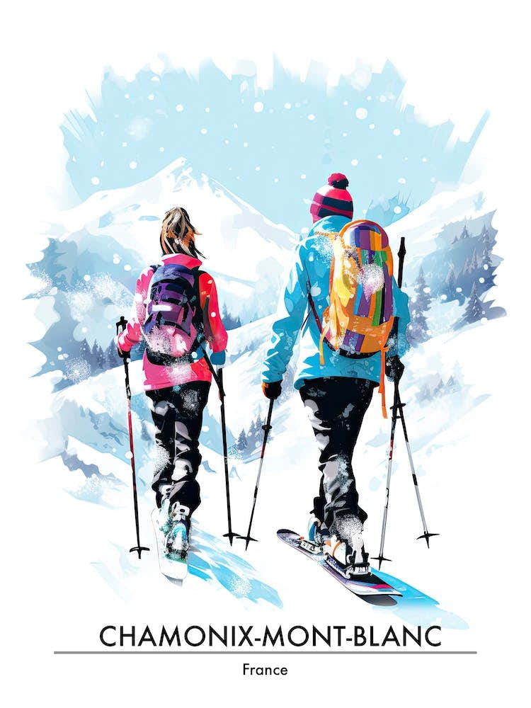 Chamonix Mont Blanc   France, Ski Resort Poster Illustration 7