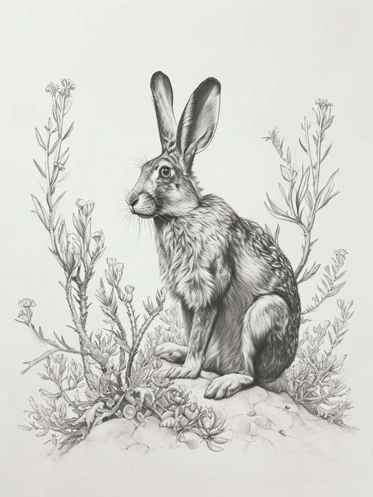 Silver Fox Rabbit Drawing 1