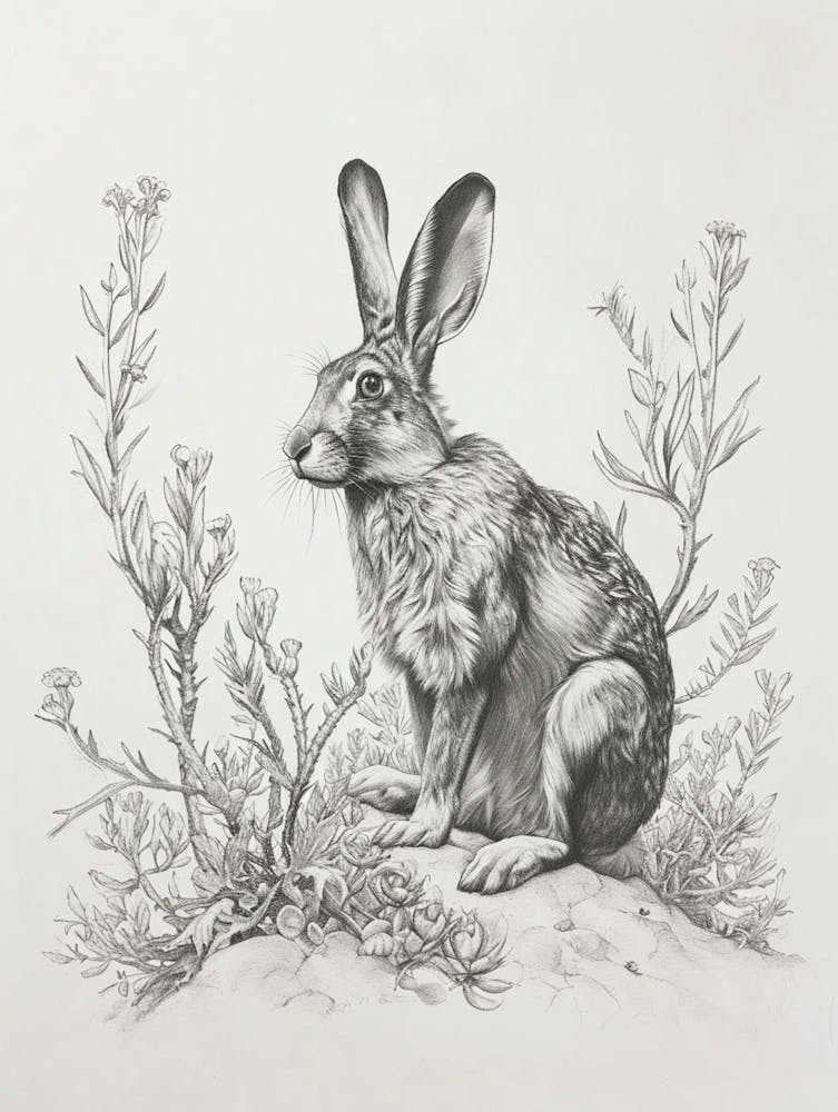 Silver Fox Rabbit Drawing 1