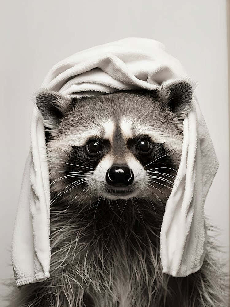 Racoon Poster, Animal Wall Art, Bathroom Decor, Racoon Gift, Racoon Home Decor, Animal Bathroom Art, Bathroom Poster,