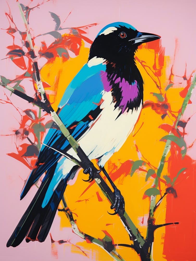 Andy Warhol Style Bird Magpie 3