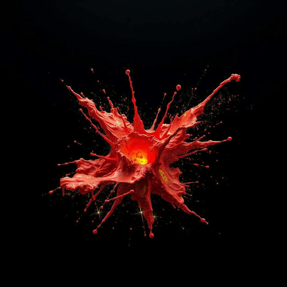 Splash Of Red Liquid On Black Background