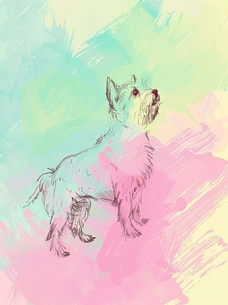 Colourful Glen Of Imaal Terrier Dog Line Illustration 3