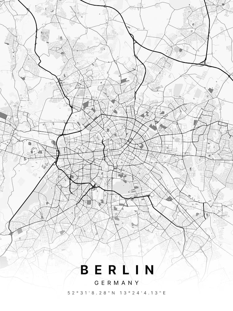 Berlin Germany White Map