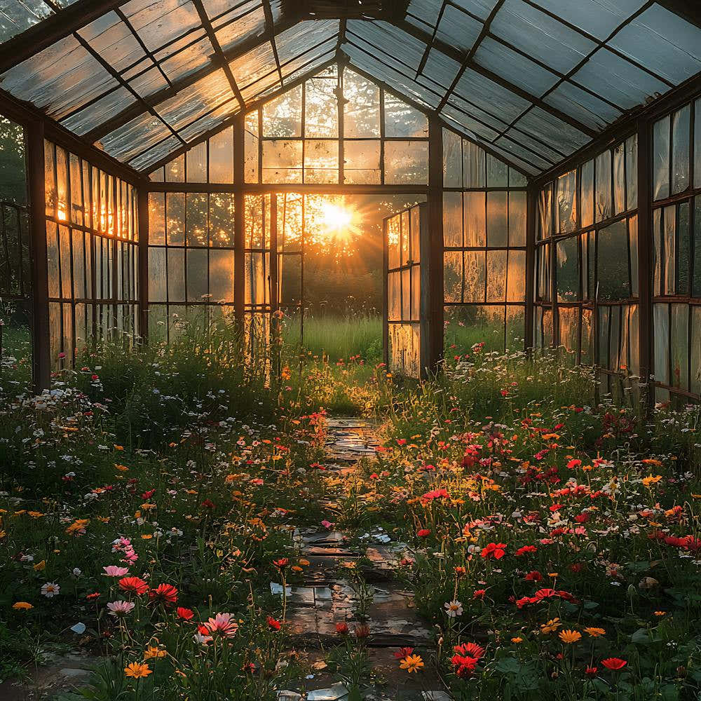Abandoned Greenhouse Golden Sunset 4