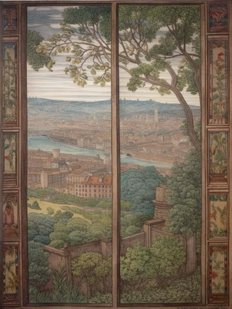 A Window View Of Rome In The Style Of Art Nouveau 4