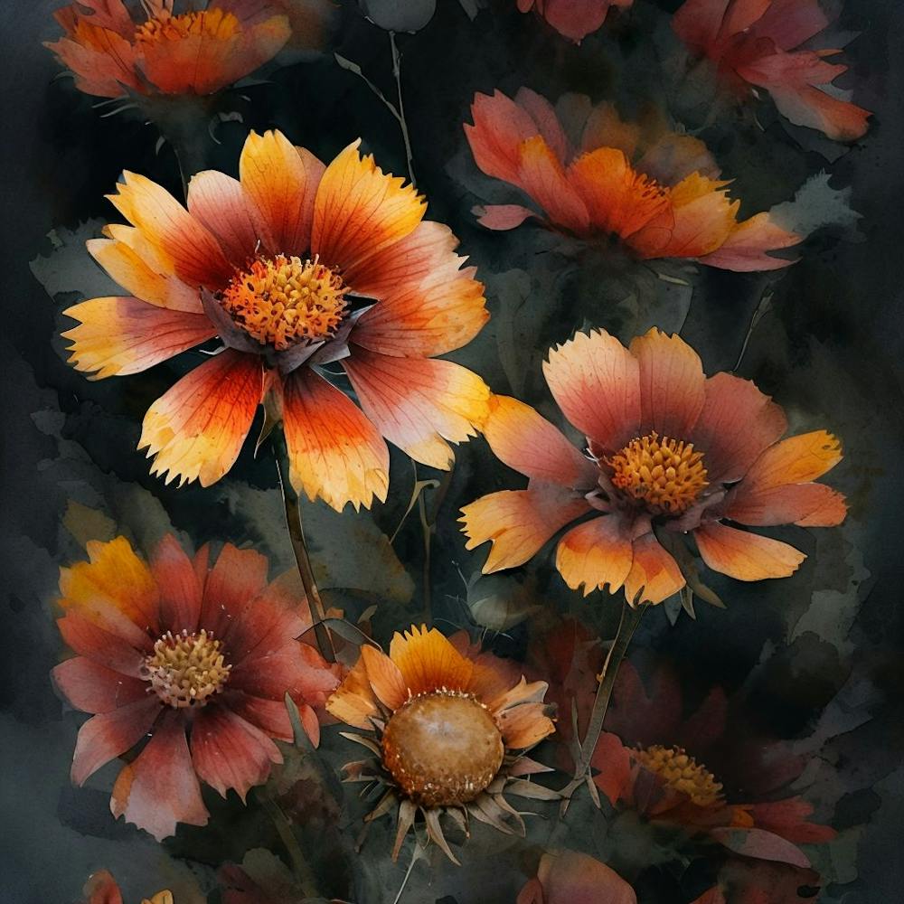 Vivid Watercolor Illustration Of Lush Blanket Flowers 1