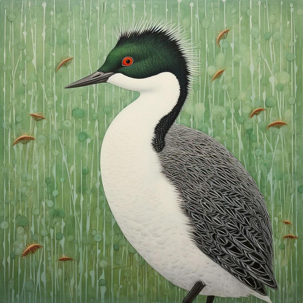 Ohara Koson Inspired Bird Painting Grebe 2 Square