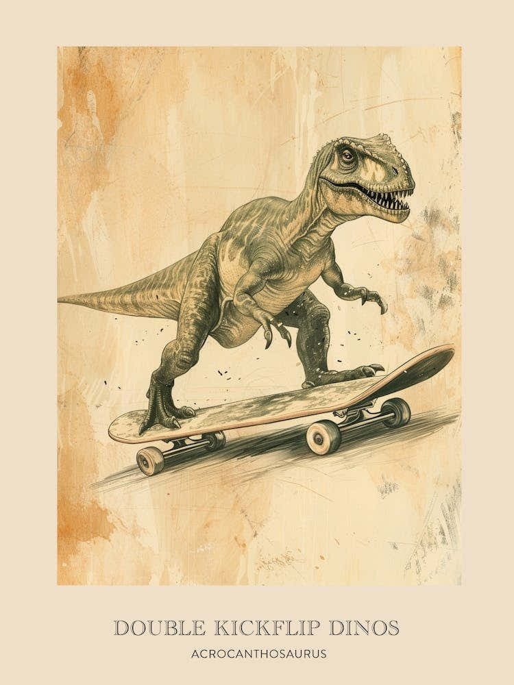 Acrocanthosaurus Vintage Dinosaur Poster 2