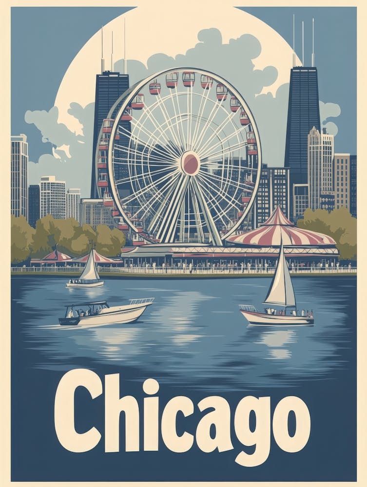 Aihrgdesign A Classic 1960s Travel Poster For Chicago