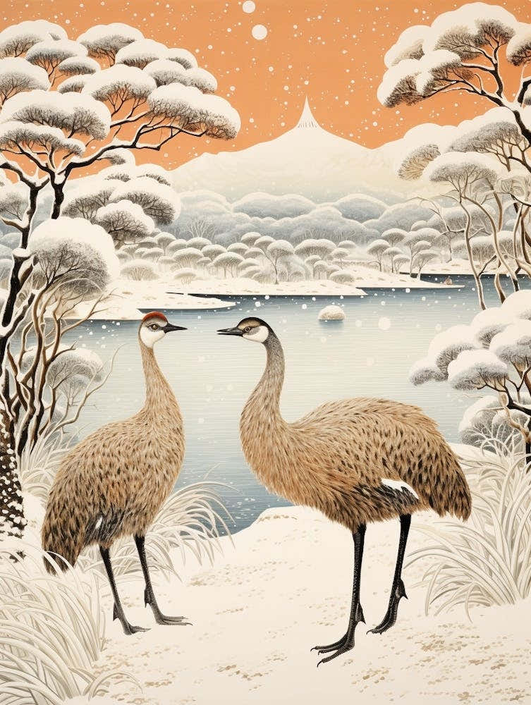 Winter Bird Painting Emu 3