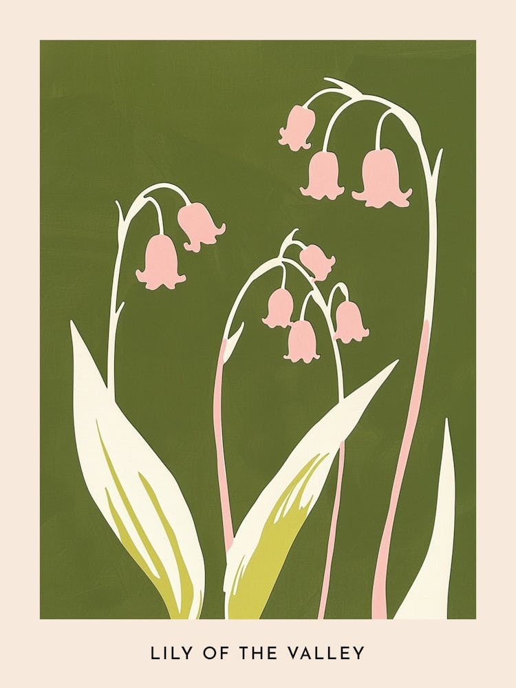 Pink & Green Lily Of The Valley Flower Poster