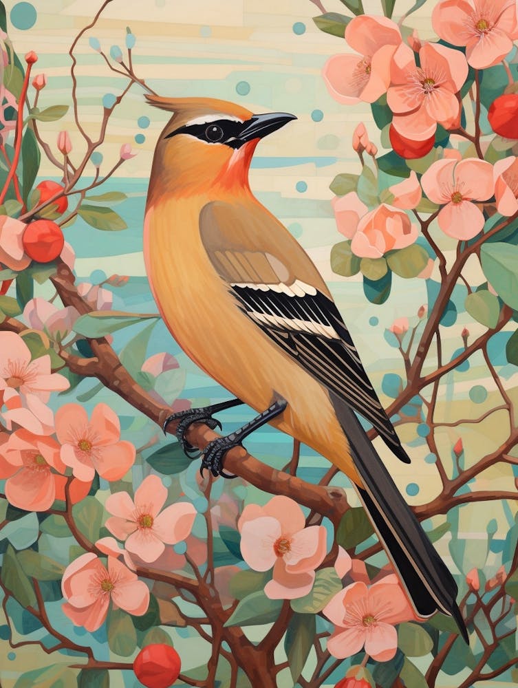 Cedar Waxwing 3 Detailed Bird Painting