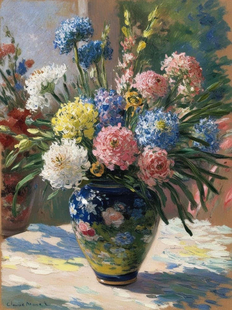 Monet Flowers In A Vase