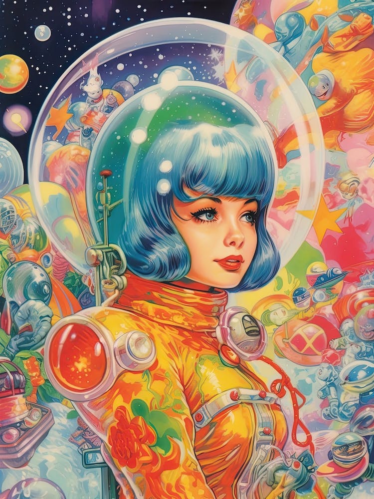 Vintage Astronaut Girl Kitsch 2