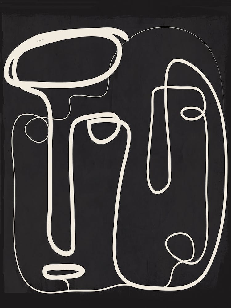 Abstract Faces Line Art