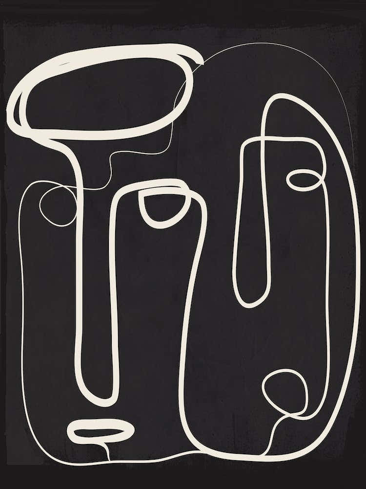 Abstract Faces Line Art