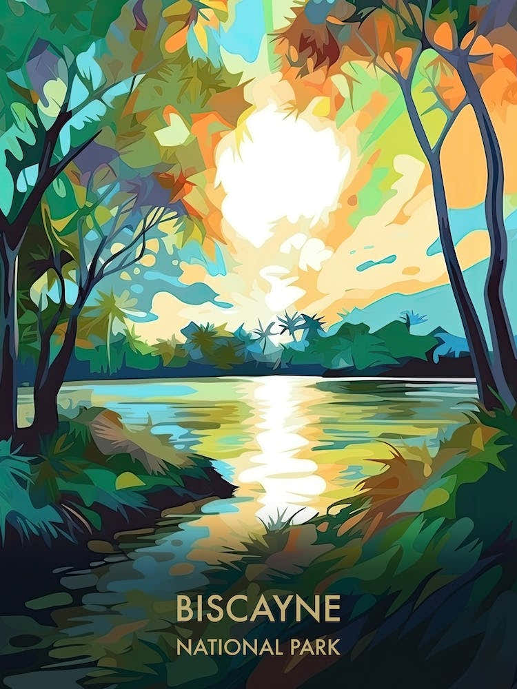 Biscayne National Park Travel Poster Illustration Style 4