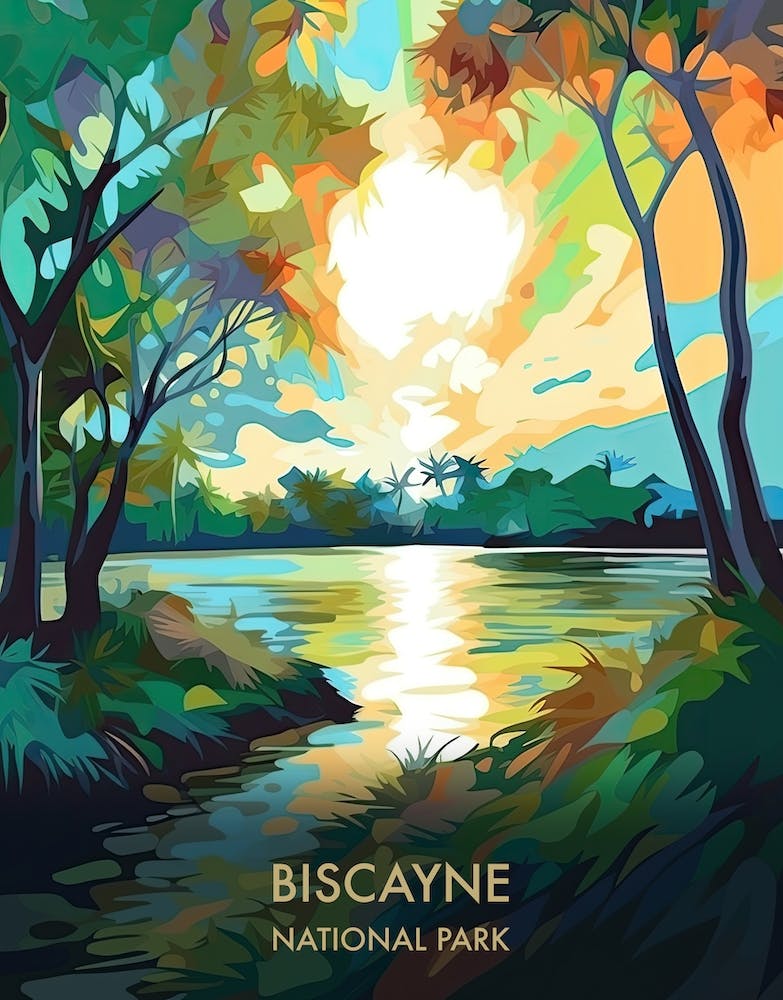 Biscayne National Park Travel Poster Illustration Style 4