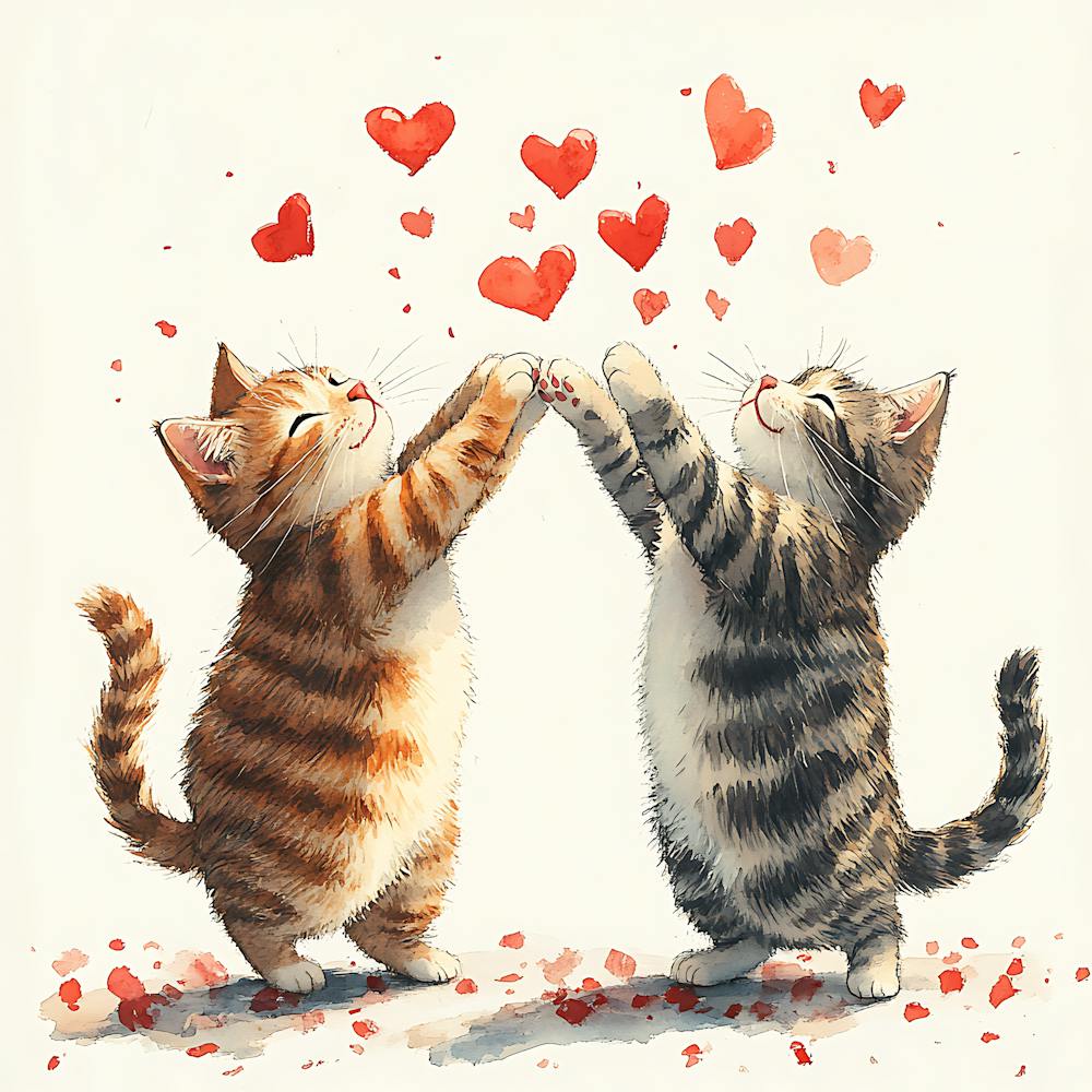 Dancing Cats Under Falling Heart 12