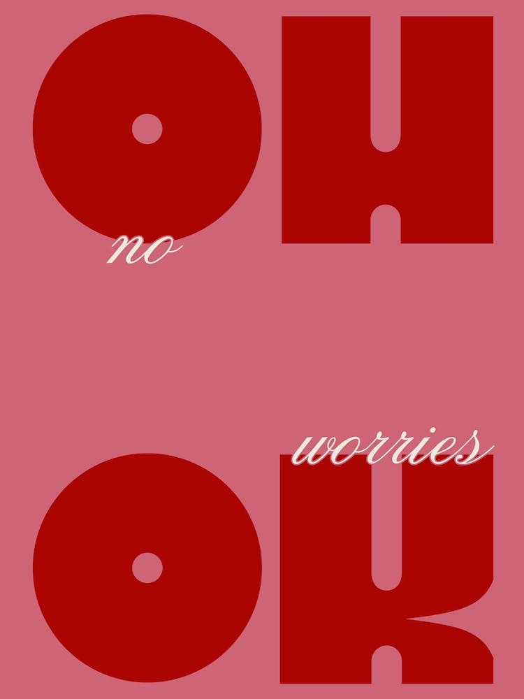 No Worries Quote Poster, Pink & Red