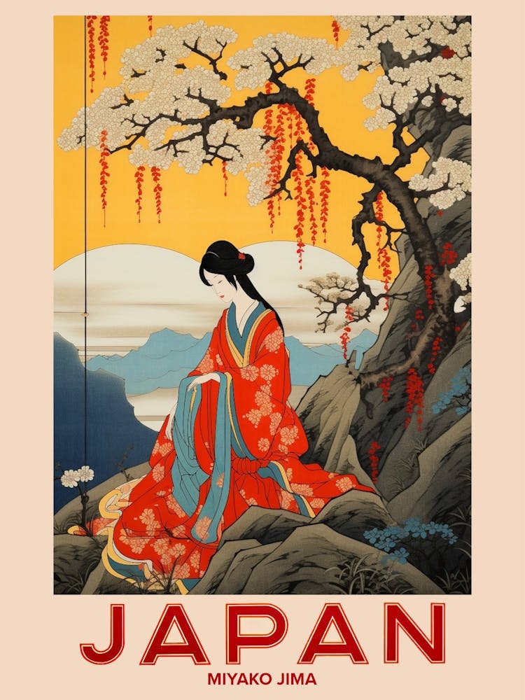Miyako Jima, Visit Japan Vintage Travel Art 4