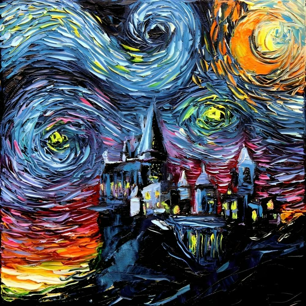 Hogwarts Castle Van Gogh Starry Night