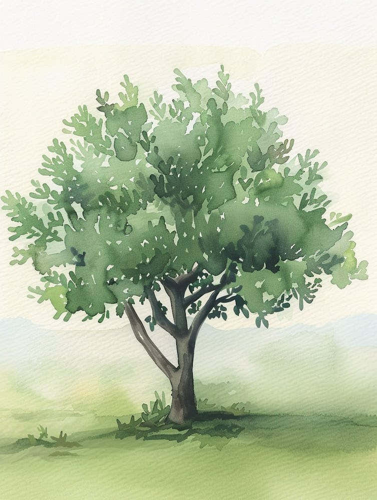 Olive Tree Atmospheric Watercolour Painting 4