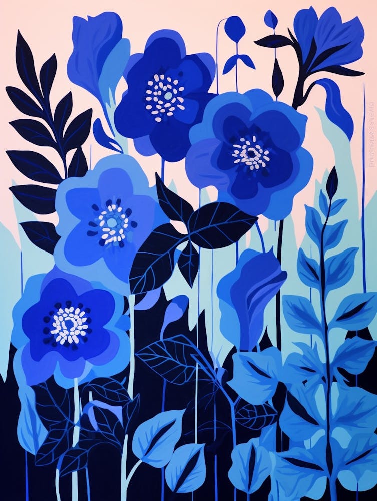 Blue Flower Illustration Delphinium 2