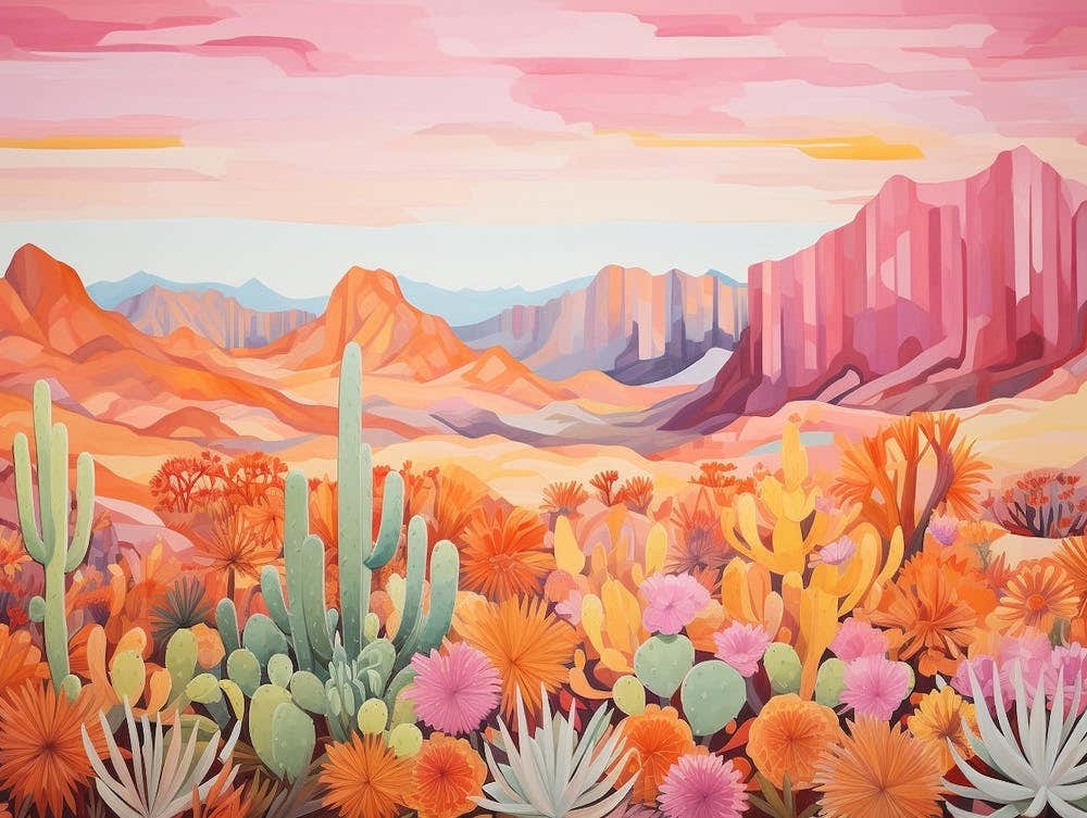 Landscape Desert And Cactus Painting 1