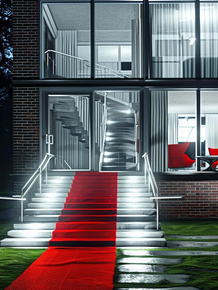 Red Carpet In Front Of House