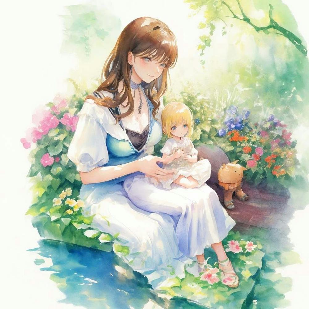 Beautiful Woman Holding Her Baby Girl And 1