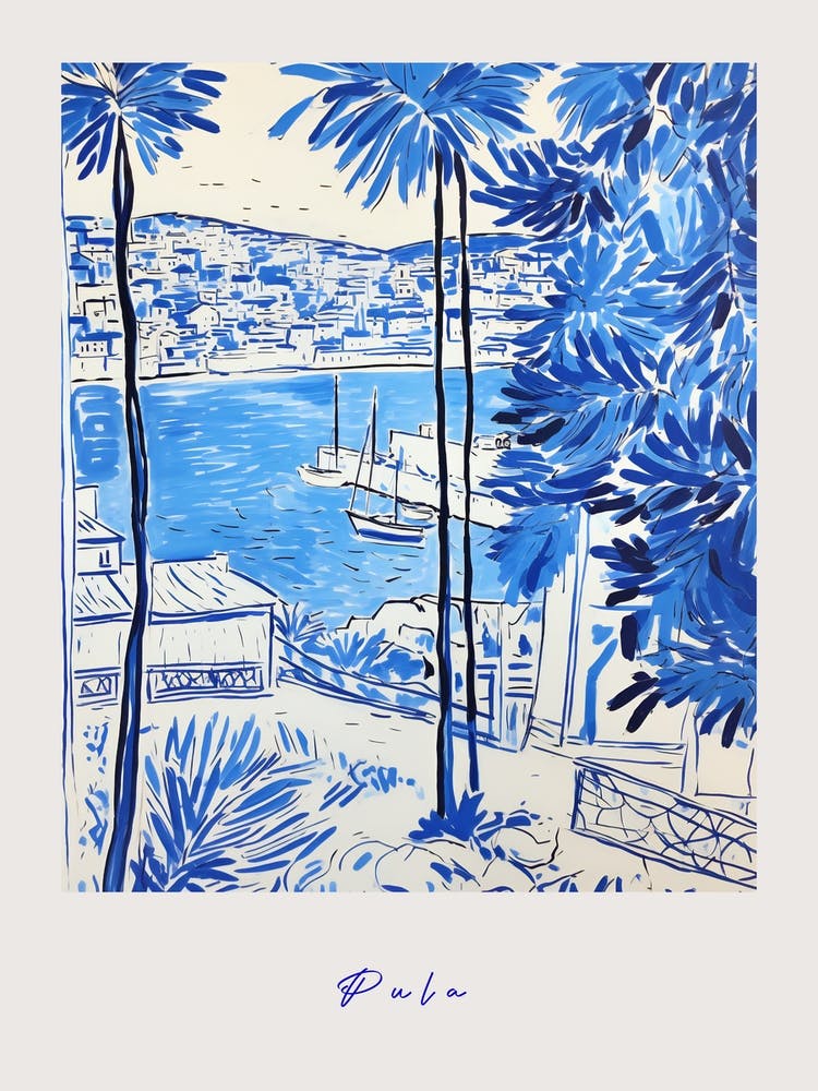 Pula Croatia Mediterranean Blue Drawing Poster