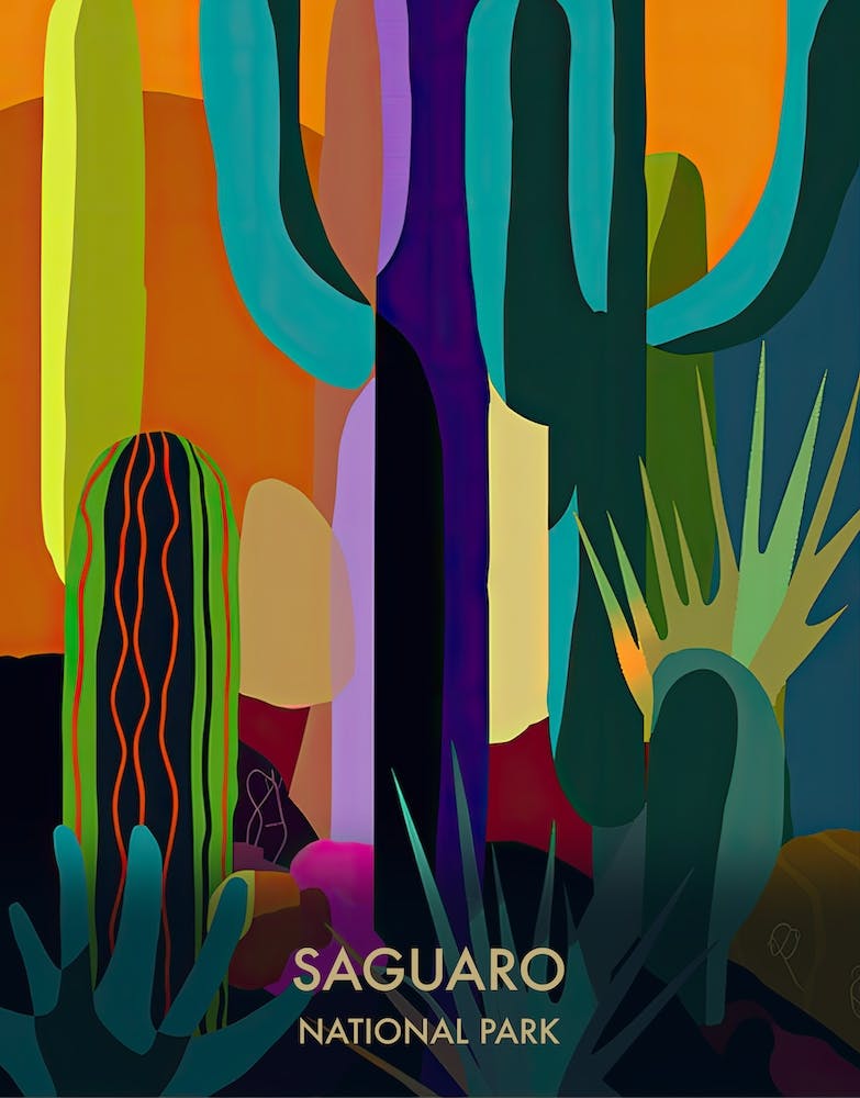 Saguaro National Park Travel Poster Matisse Style 3