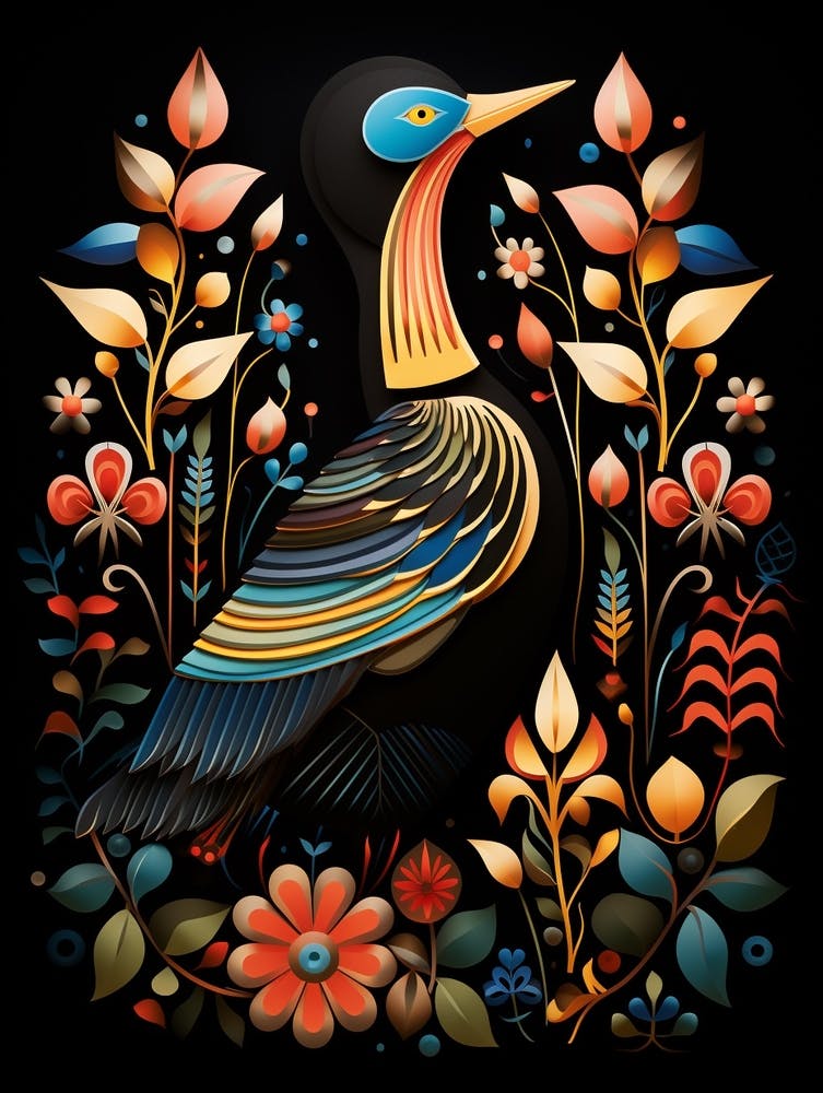 Folk Bird Illustration Loon 2